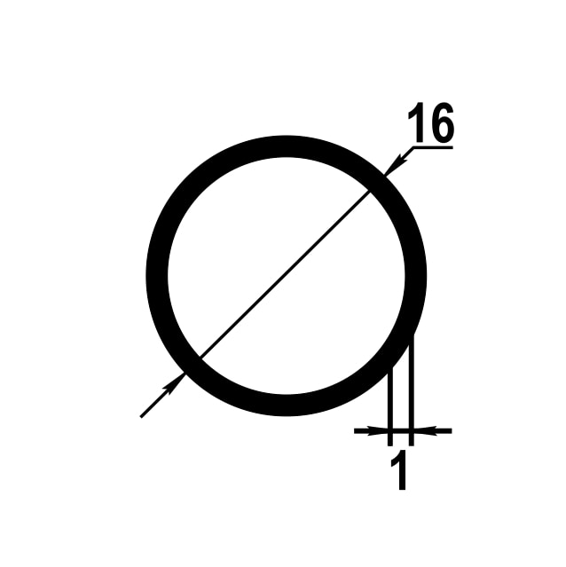 Труба круглая Ø 16 мм ТКр 05.2000.502л Золото. Цена за 5 штук.