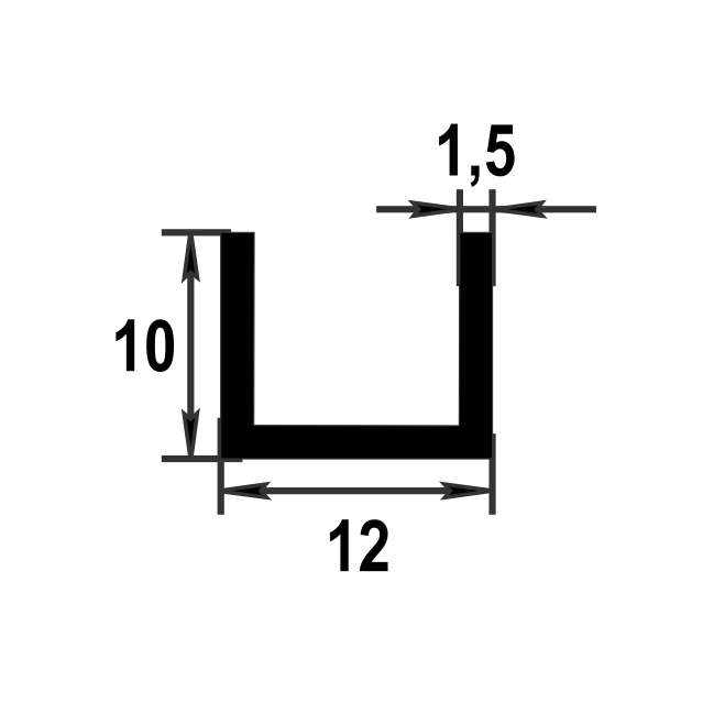 Швеллер 10*12*10 мм Шв 02.2000.502л Золото. Цена за 5 штук.