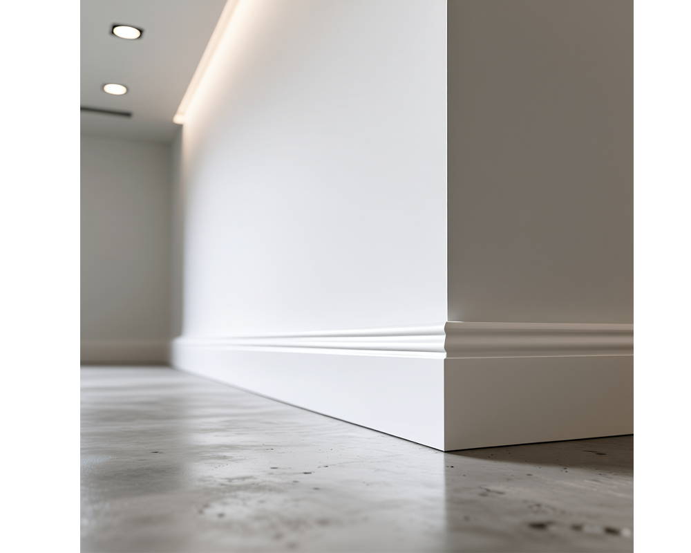 Плинтус из полистирола высокой плотности  Волшебная палочка . 80мм 2м. RAL 9005. Окрашенная