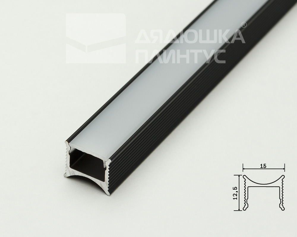 Алюминиевый теневой профиль для светодиодной ленты Decaro Engineering D007 Black 3,0 м