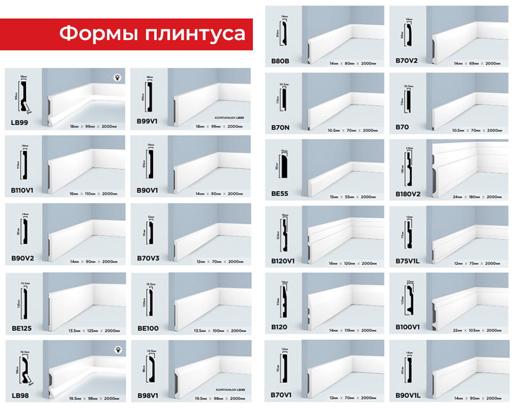 Плинтус из полистирола высокой плотности HI WOOD B95 94,5мм х 17мм х 2,0м.